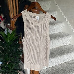 A new day Beige Knit Linen Tank Top